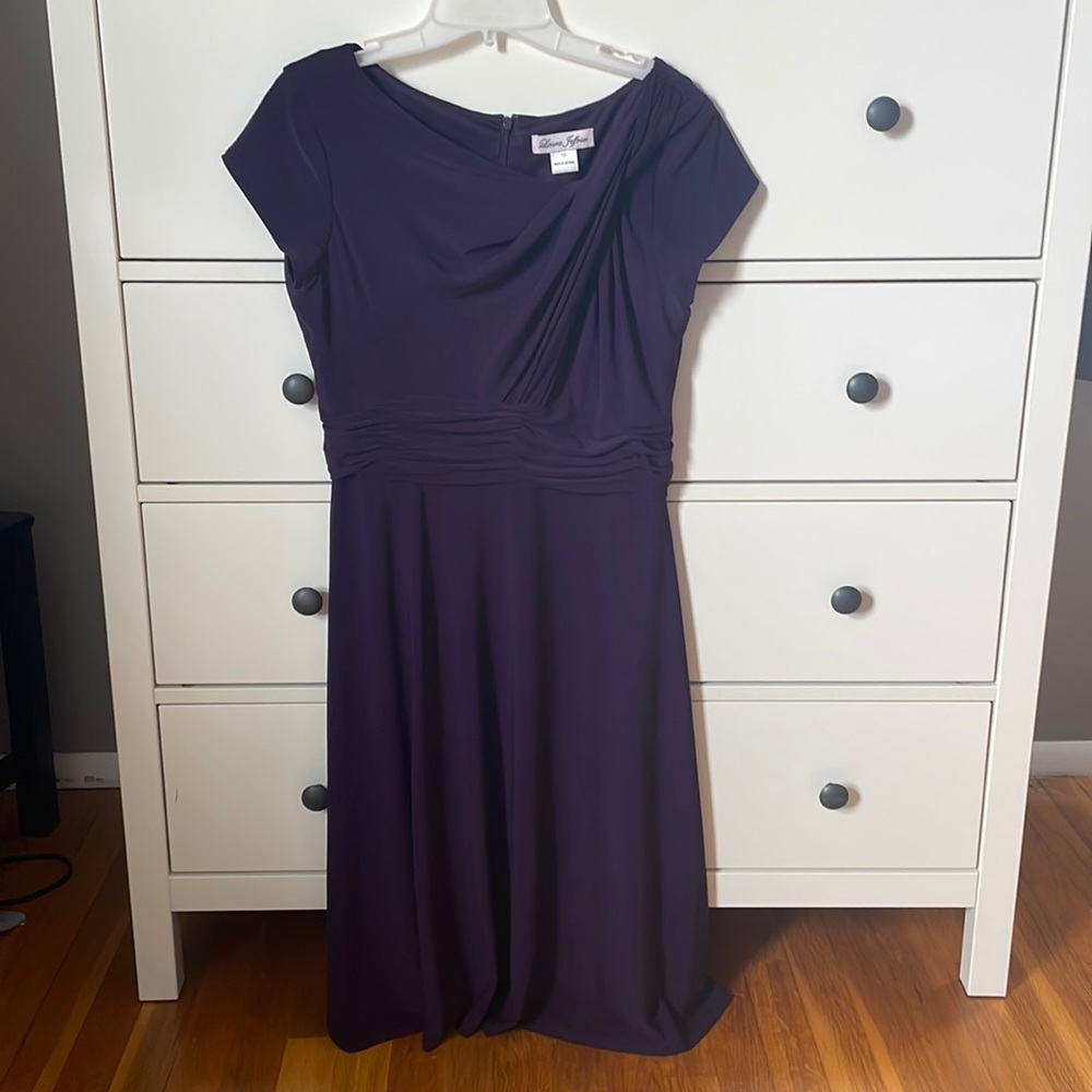 Women’s Purple Midi Cap Sleeve Dress. Sz 10